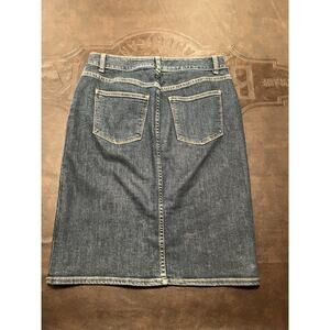 Talbots Denim Skirt Womens Size 2 Jean Straight Short Stretch Preppy Pockets